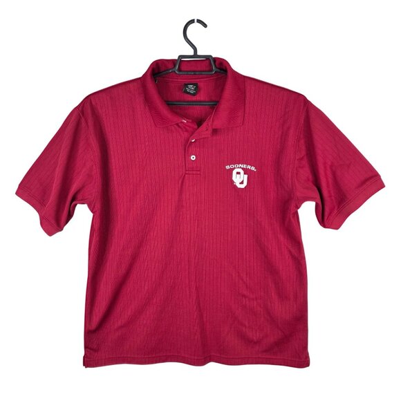 Mens Starter Sooners Red Polo Shirt Polyester OU Embroidered Logo Short Size L - Picture 1 of 9